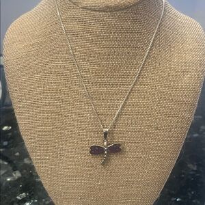 Purple Dragonfly Pendant Necklace